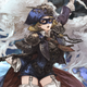 A Blue Mage is posing with the ghosts of the enemies from which she's stolen abilities.